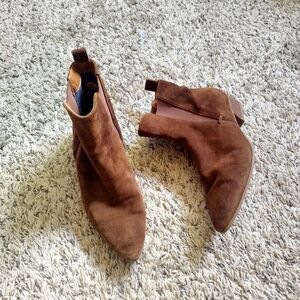 AQUATALIA-Fausta-Cognac Brown Suede-Slip-On Ankle Bootie Sz 7,5
